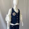 Girls Denim Co-ord Set - 2 Piece Blue and White Colour Block Shirt with Wide Leg Cargo Jeans