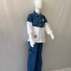 Girls Denim Co-ord Set - 2 Piece Blue and White Colour Block Shirt with Wide Leg Cargo Jeans
