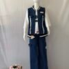 Girls Denim 3 Piece Set - Sleeveless Denim Jacket, White Printed T-Shirt and Wide Leg Cargo Jeans