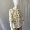 Girls Co-ord Set - 2 Piece Cream Floral Embroidered Shirt with Taupe Wide Leg Pants